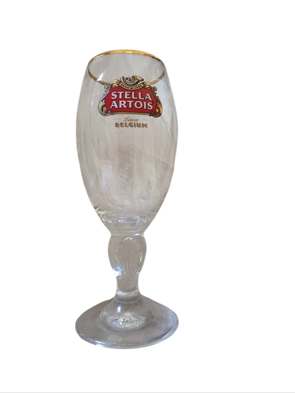2 Stella Artois Belgian Beer Glasses Gold Rim 40cl , “ Over 600 Years Brewing